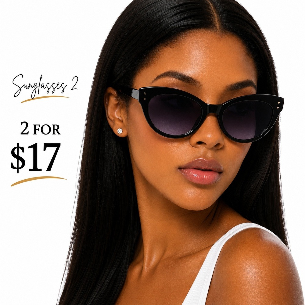 Women Cat Eye Sunglasses Black Oversized Statement Shades New